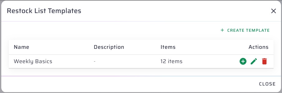 Restock list templates