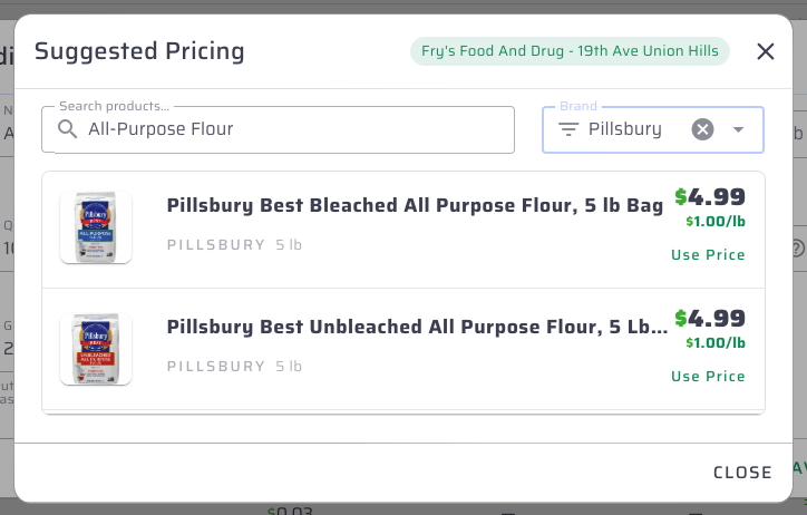 Click the suggest price button