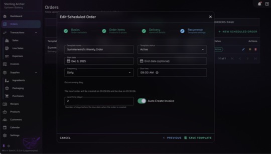Scheduled Orders screenshot